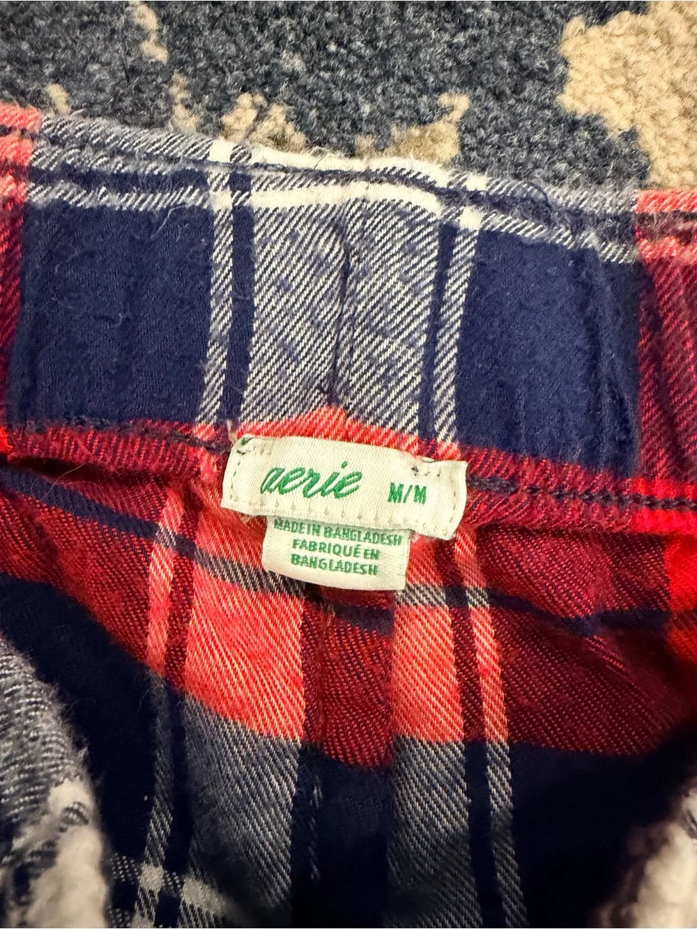 aerie Red, Navy & White Plaid Button-Front Pajama Set